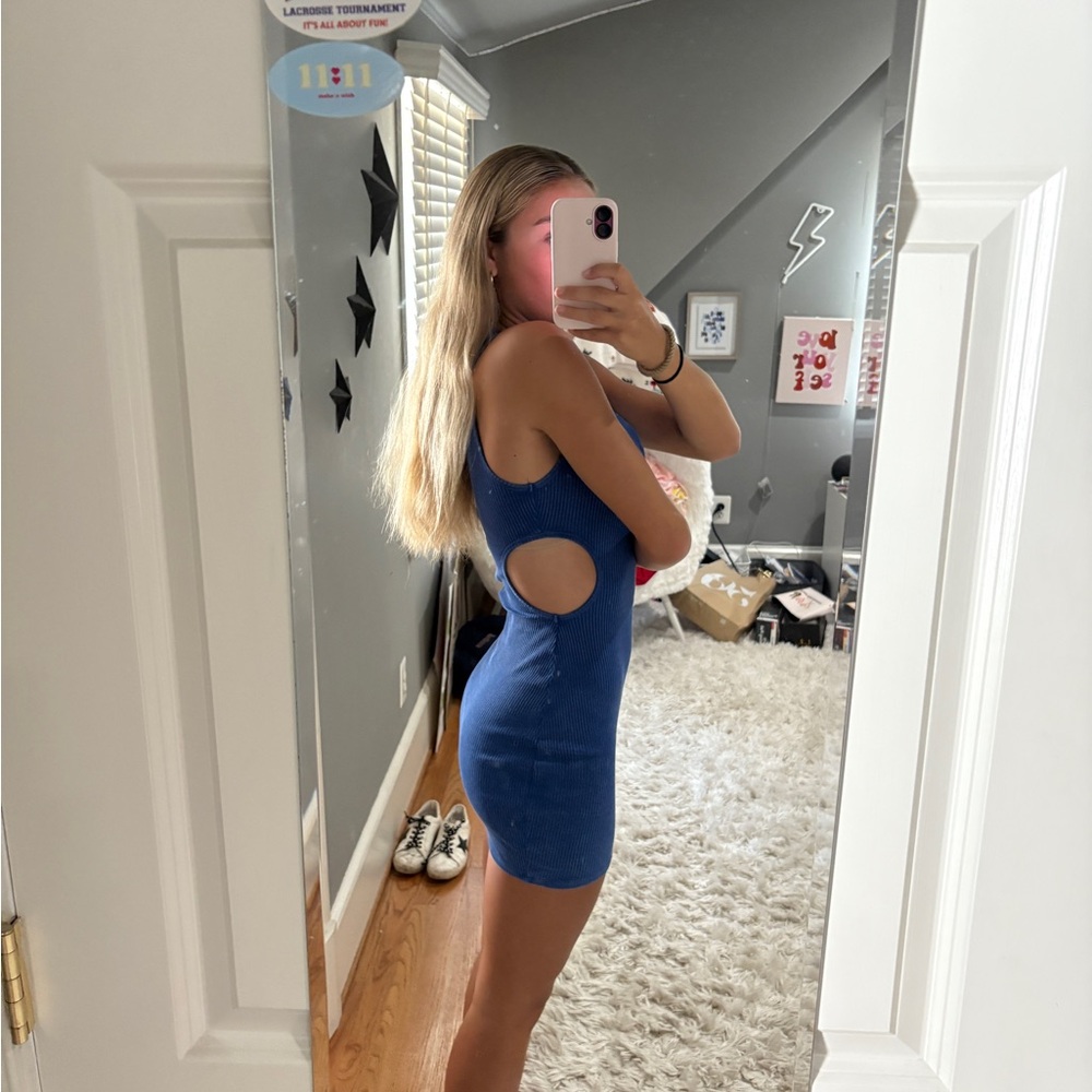 Blue Cutout Bodycon Dress